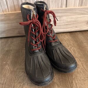Dirty Laundry Black Combat Boots with Red Laces